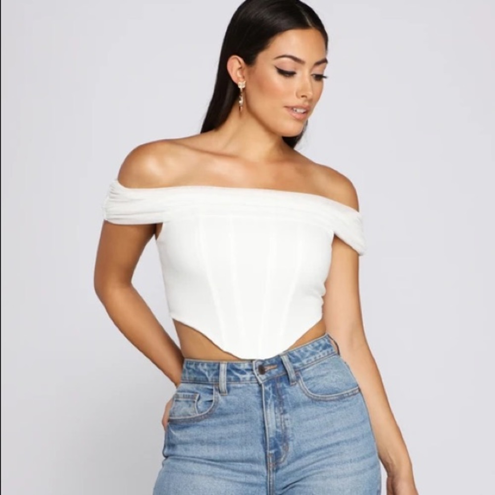 Off The Shoulder Corset Crop Top